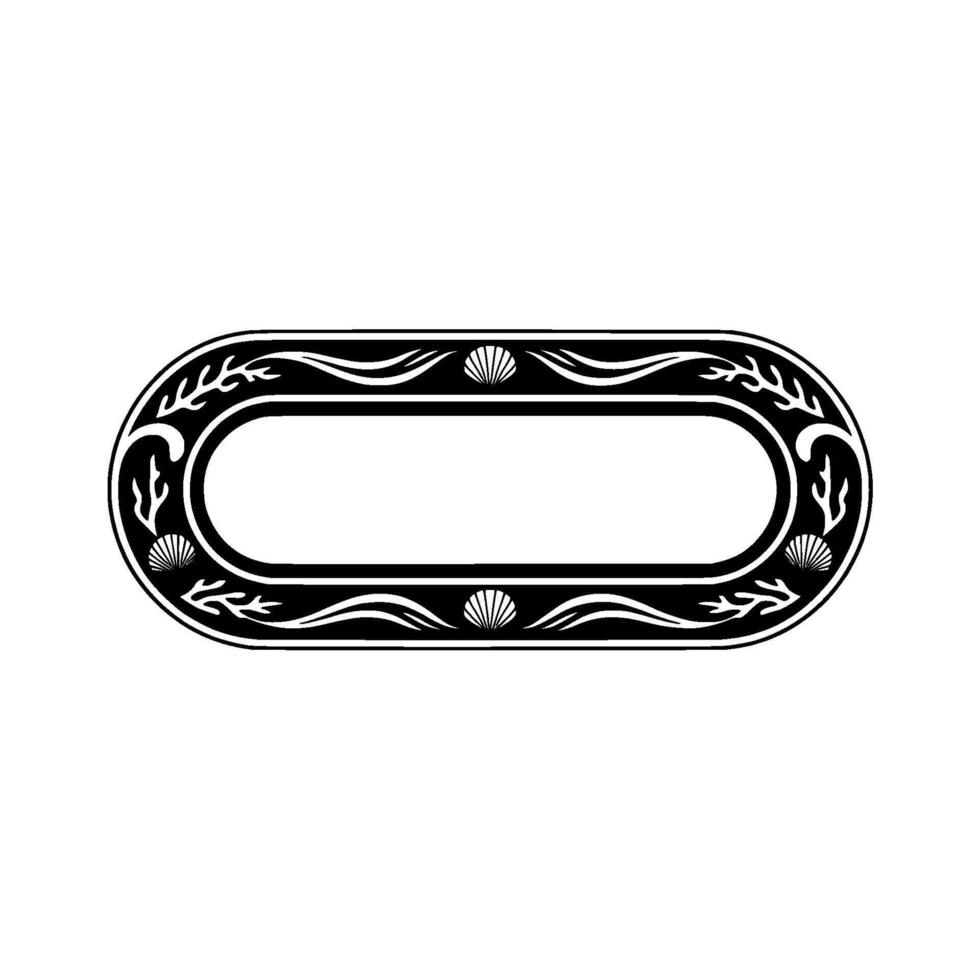 Elegant Black and White Oval Frame with Marine Elements vector