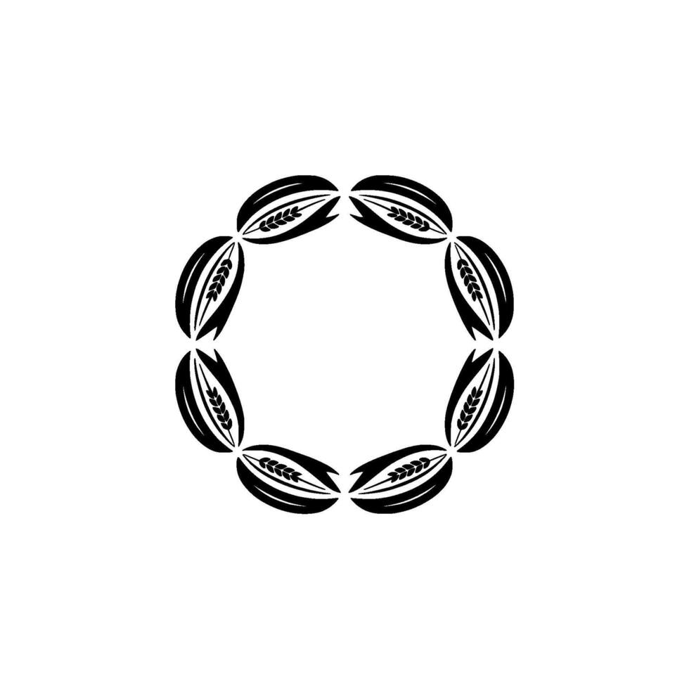 Minimalist Black White Floral Circle Frame Illustration vector