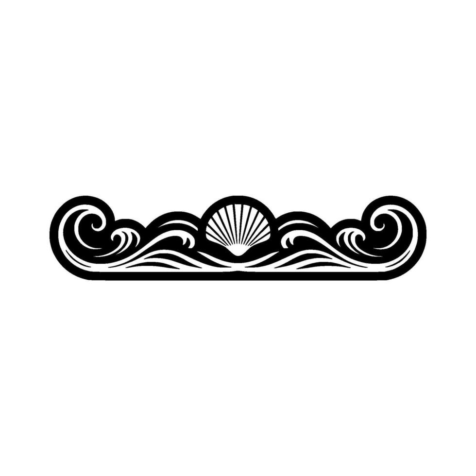 Black White Seashell Wave Crest vector