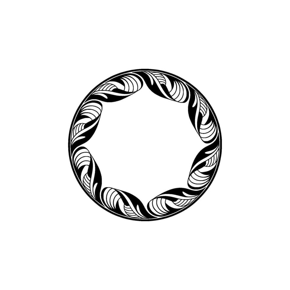 Black and White Ornate Circular Frame vector