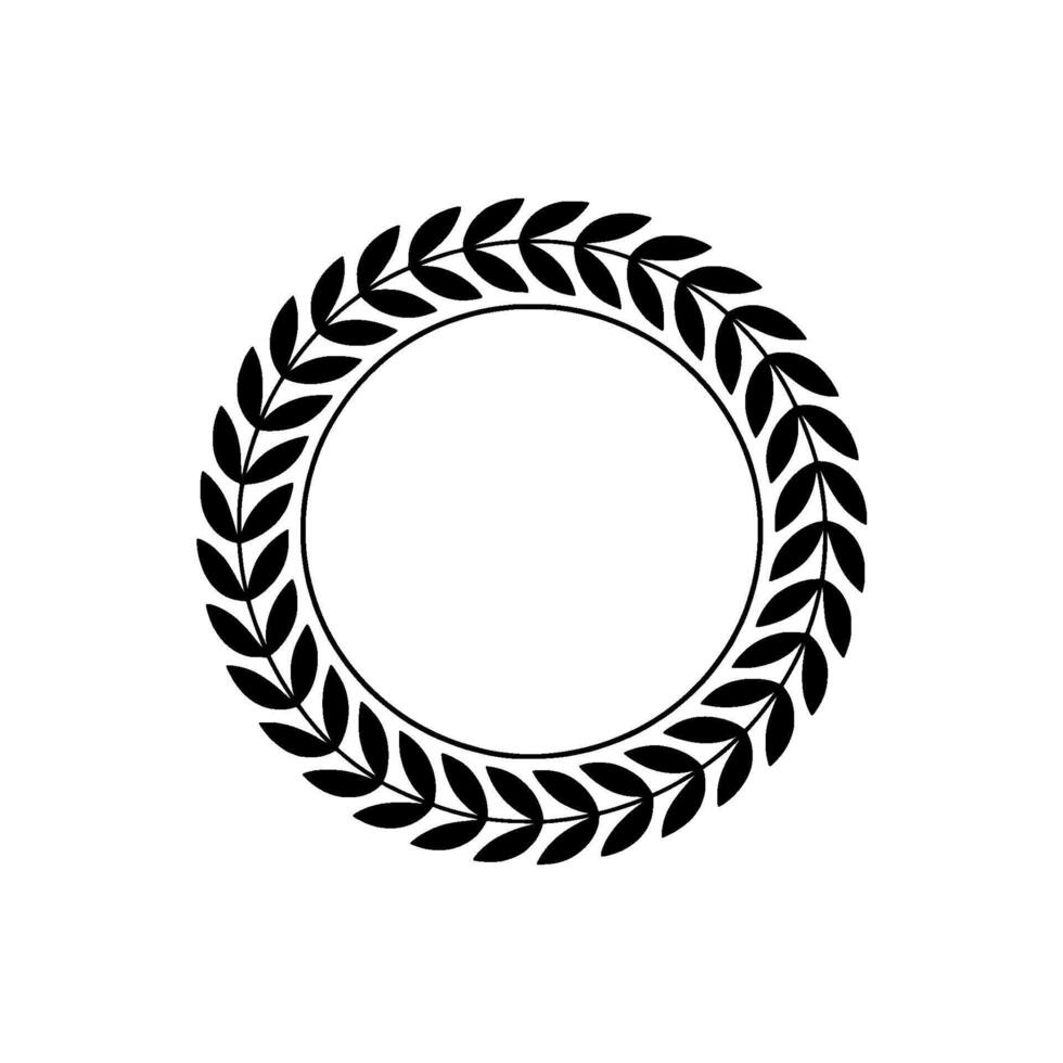 Elegant Black Laurel Wreath on Light Gray Minimalist vector