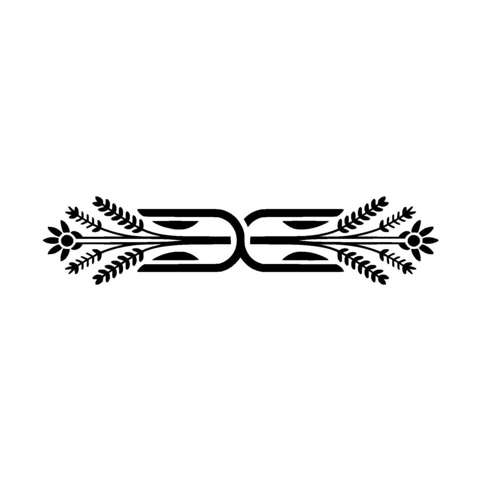 Geometric Floral Border , Black White, Elegant Element vector