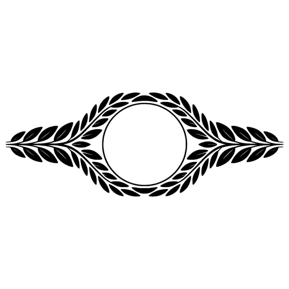 Elegant Laurel Wreath Frame with Circle Center, Black on White vector