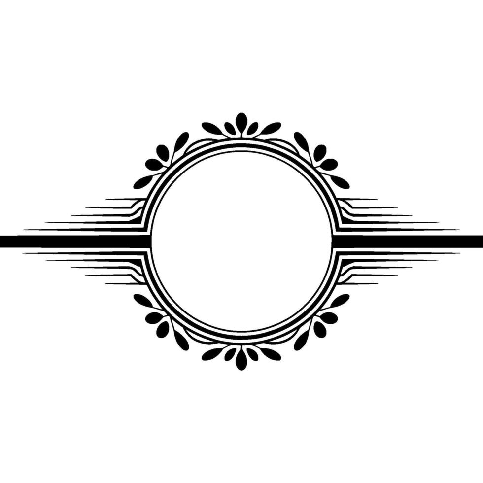 Elegant Art Deco Circle Frame, Black White, Minimalist vector