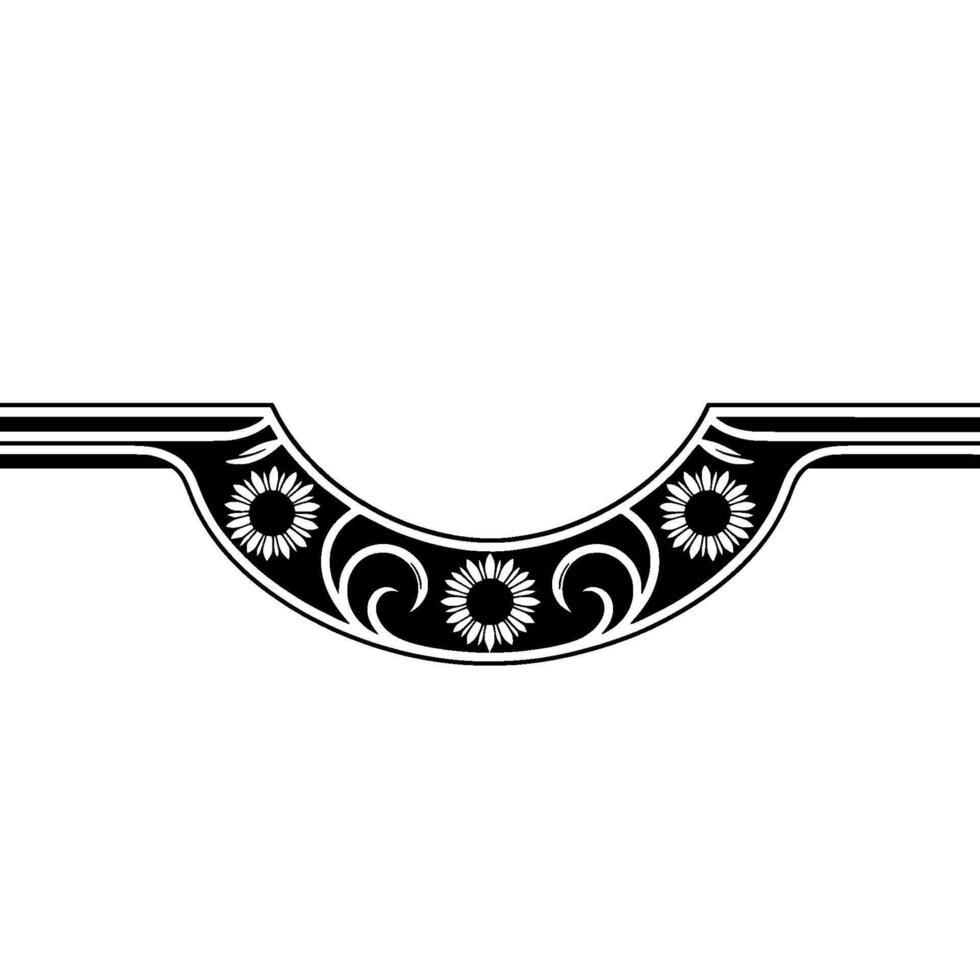 Elegant Floral Ornament in Black White - Decorative Element vector
