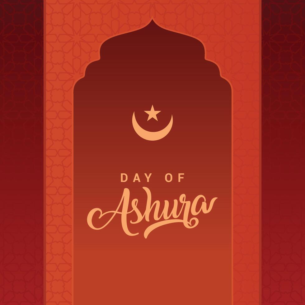 Happy youm the Day of Ashura,10th day of Muharram, features an Islamic pattern and frame with elegant typography for Eid, Isra Miraj, Milad, and Muharram cards, posters, and background designs. vector