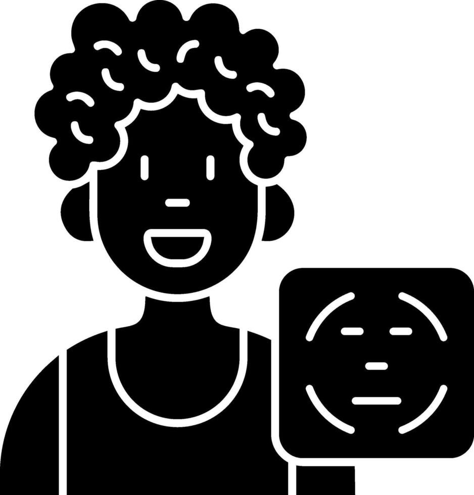 Face Id Black Bold Solid Icon vector