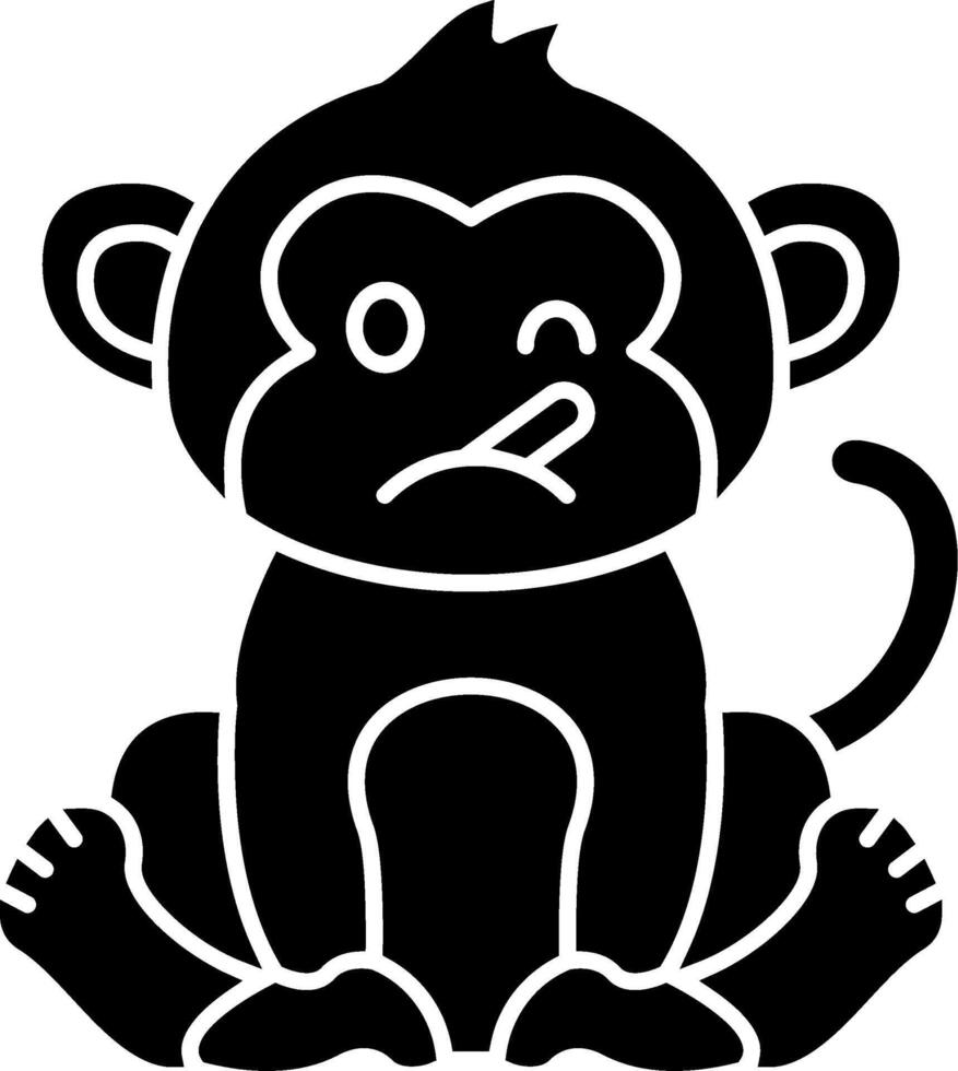 Monkey With Thermometer Solid vector