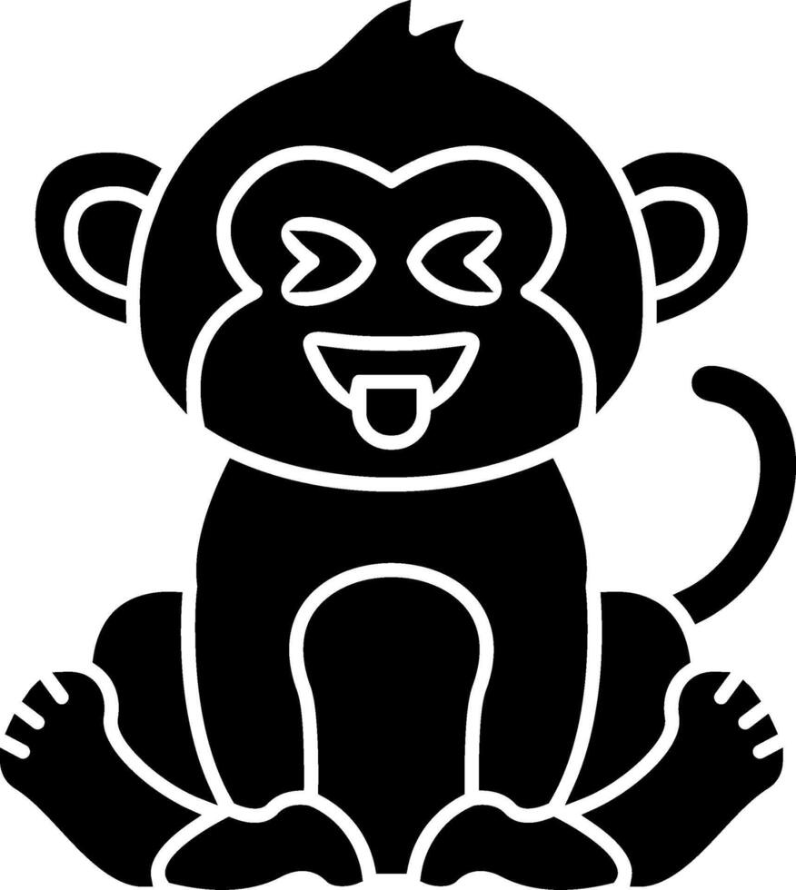 Monkey Tongue Out Solid vector