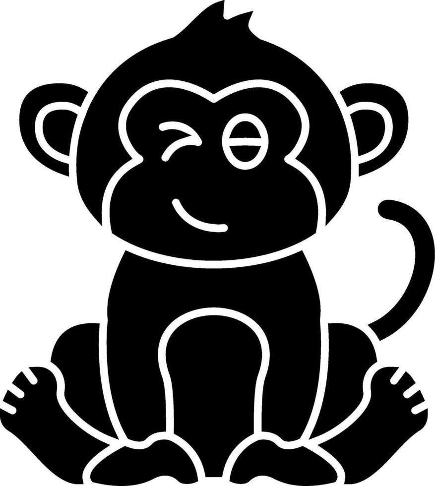 Monkey Wink Face Solid vector