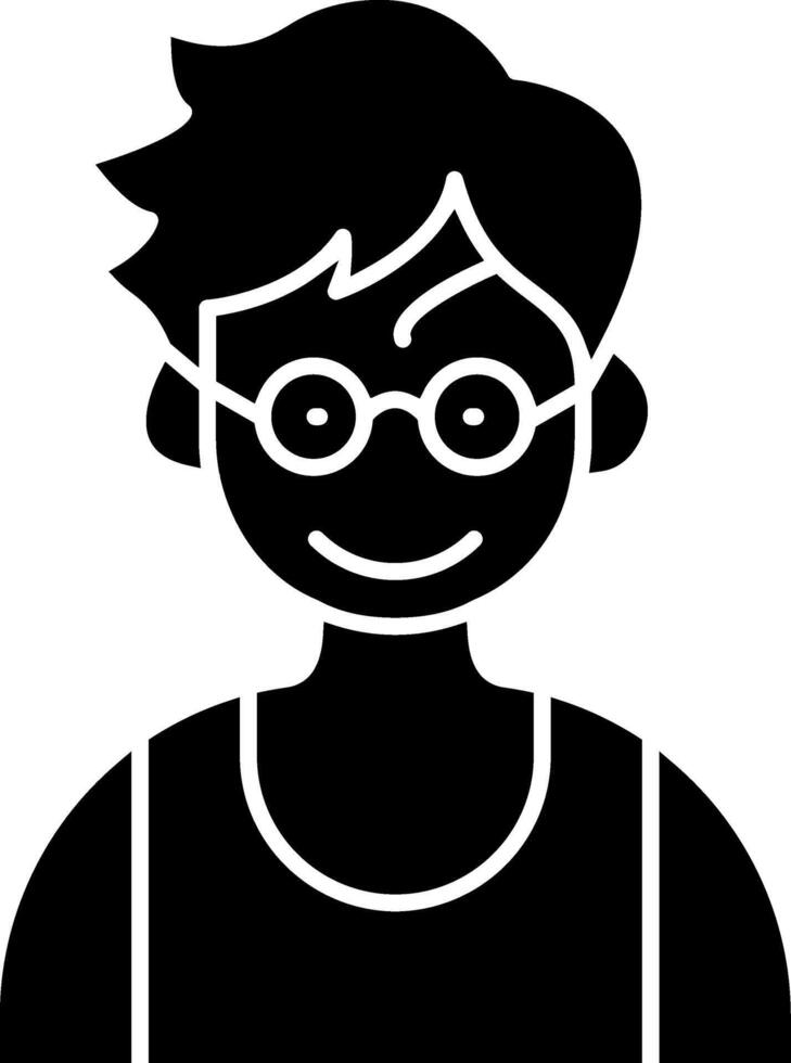 Boy Wearing Nerd Glasses solid vector