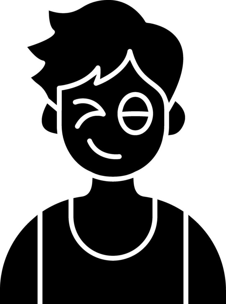 Boy Wink Face Expression solid vector