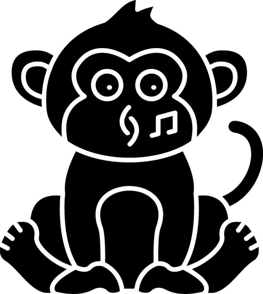 Whistling Monkey Icon Solid vector