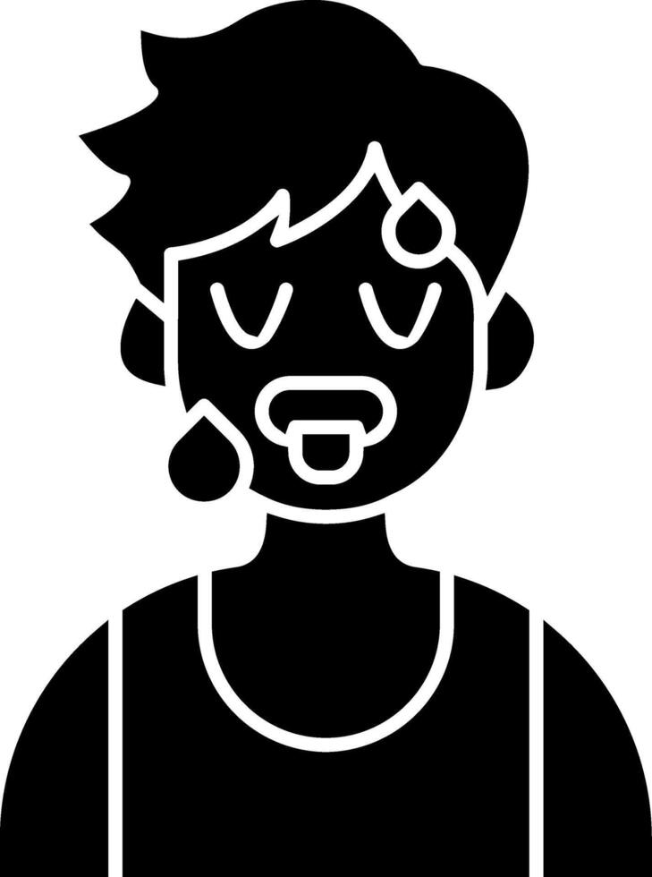 Boy Feeling Hot and Sweating solid vector
