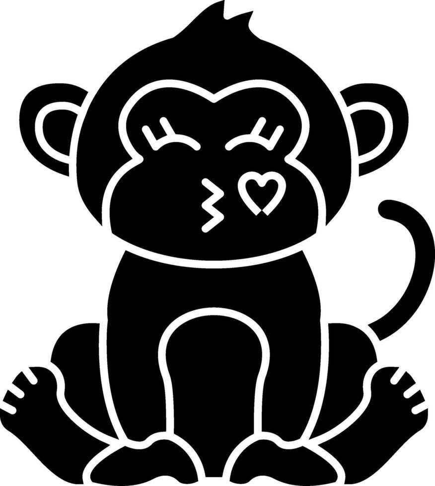 Monkey Giving Kiss Solid vector