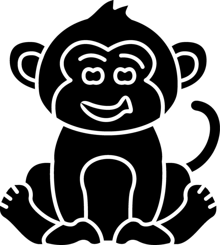Grinning Monkey Emoji Solid vector