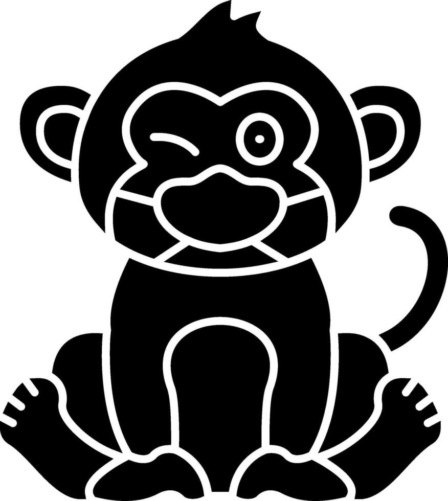 Monkey Wearing Mask Solid vector