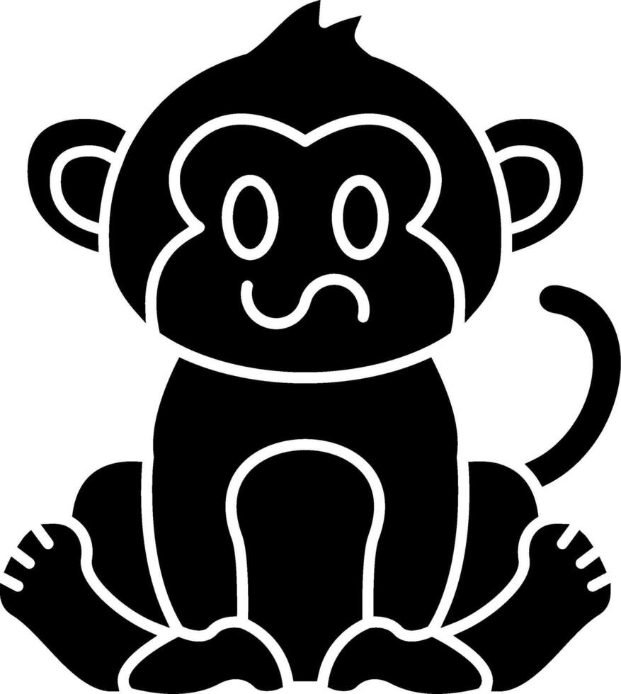Confused Monkey Face Solid vector