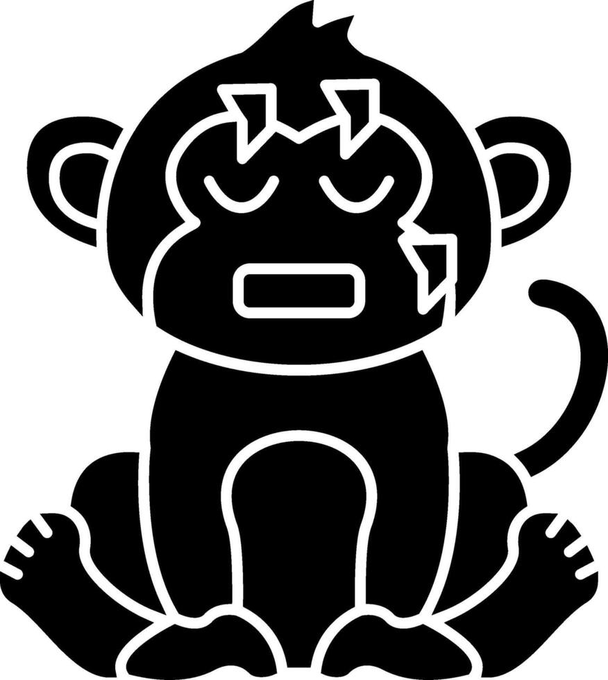 Cold Monkey Shivering Solid vector