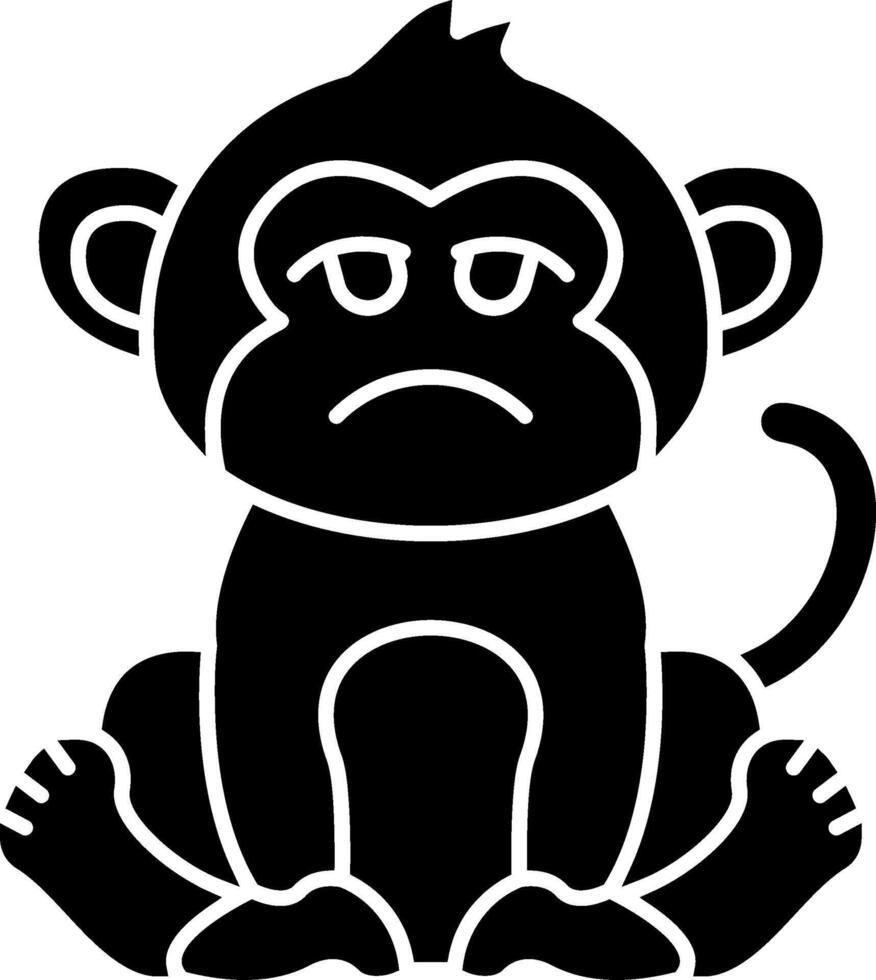 Sad Monkey Emoji Solid vector