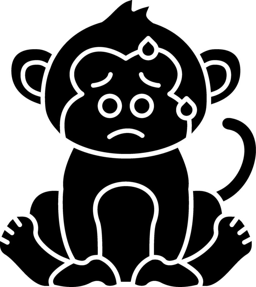 Anxious Monkey With Sweat Solid vector
