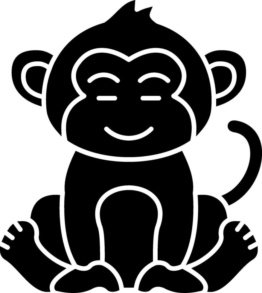Happy And Relieved Monkey Solid vector