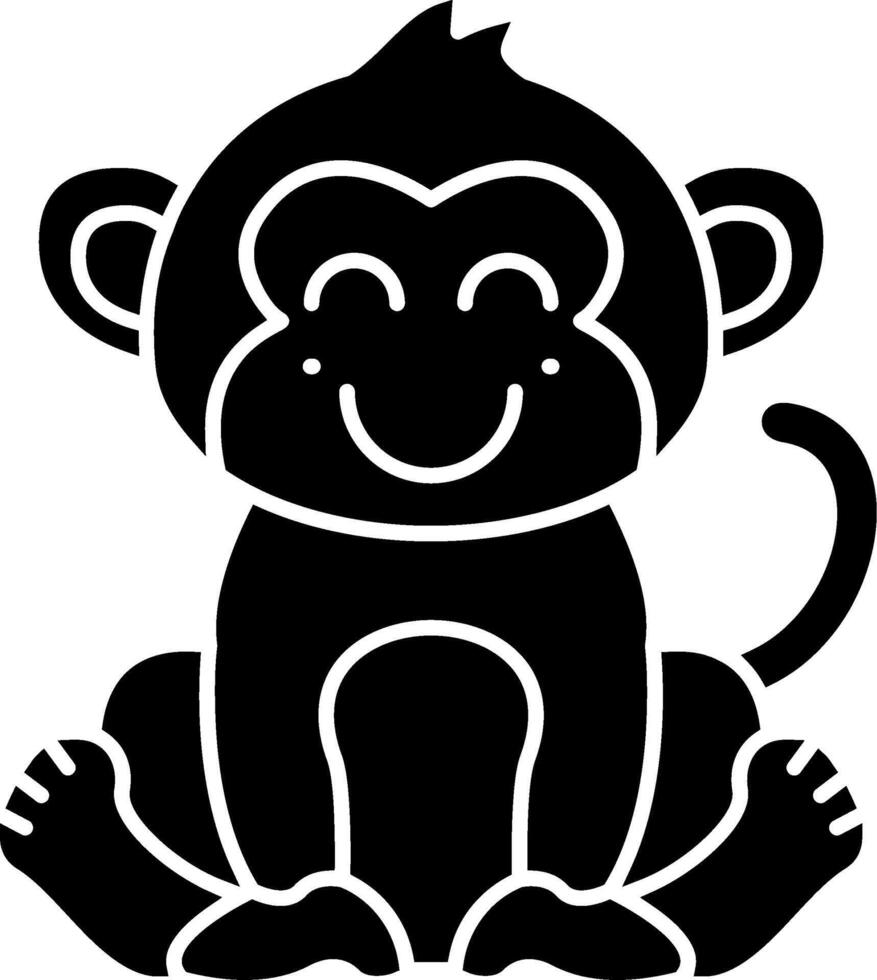 Blushing Monkey Emoji Solid vector