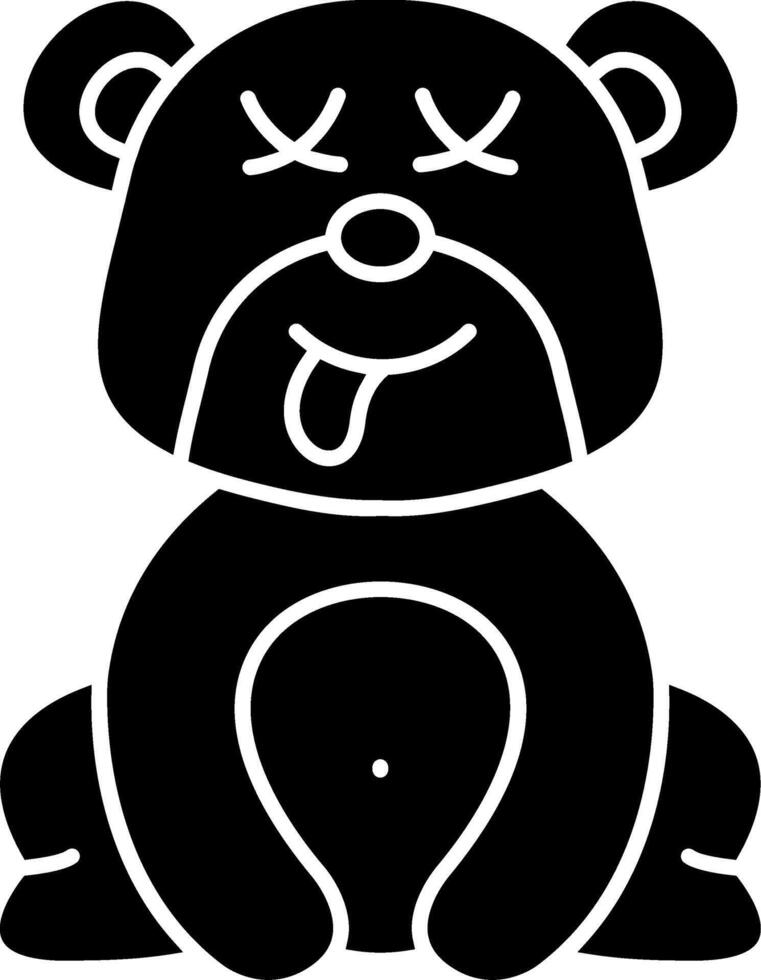 Dead Face Bear Solid Emoji vector