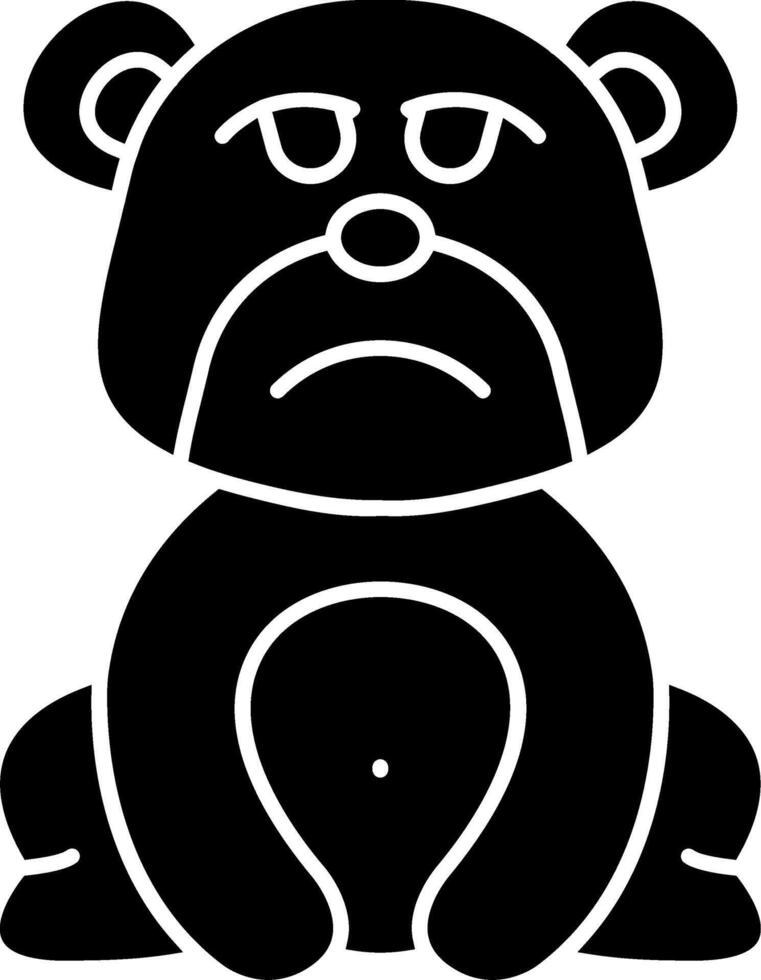 Sad Face Bear Solid Illustration vector