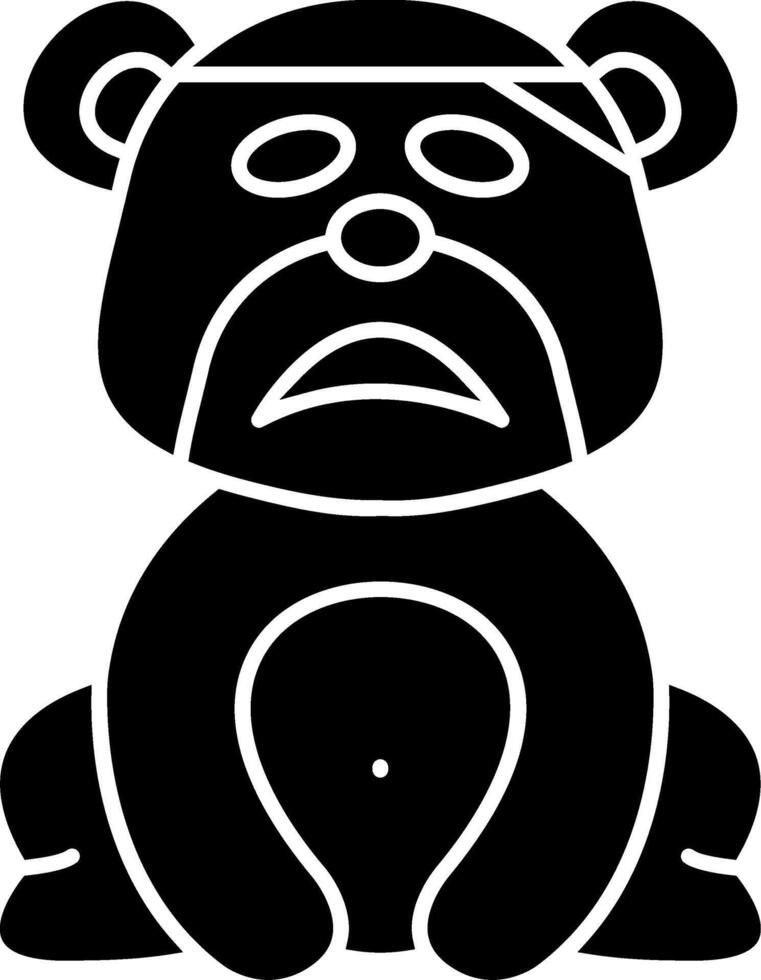 Sick Bear Face Solid Illustration vector