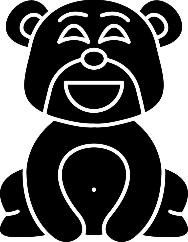 Happy Bear Face Solid Drawing vector