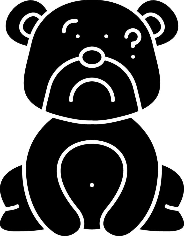 Thinking Bear Face Solid Icon vector