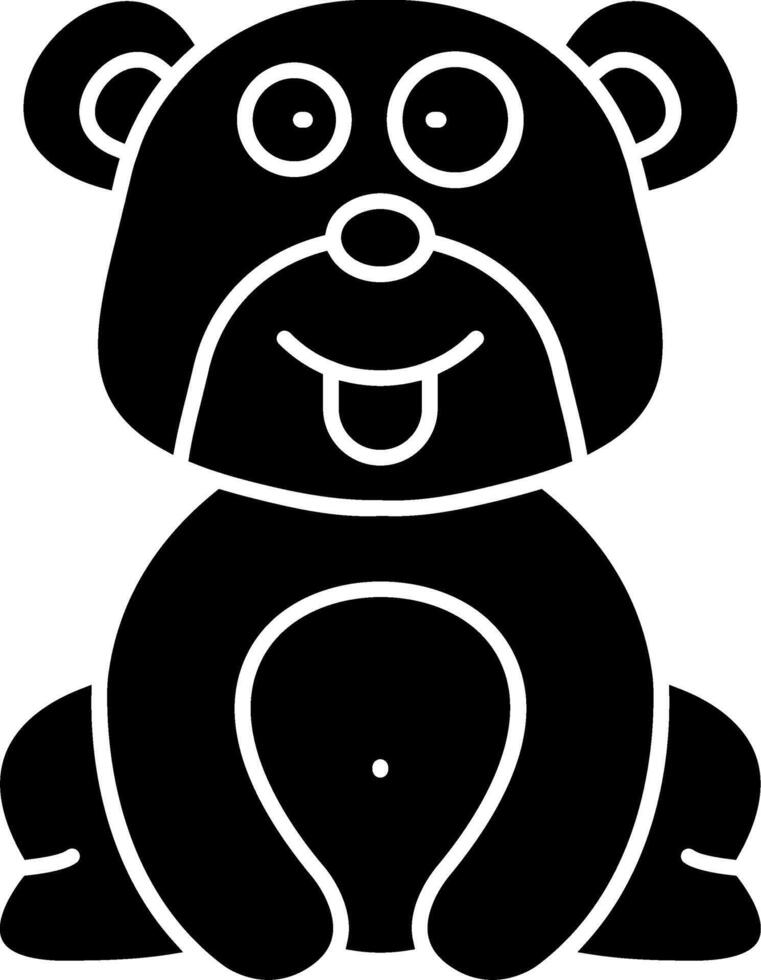 Silly Bear Face Solid Drawing vector
