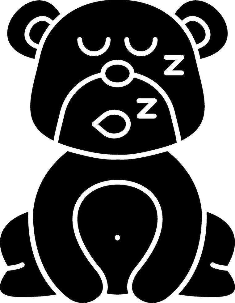 Sleeping Bear Head Solid Emoji vector