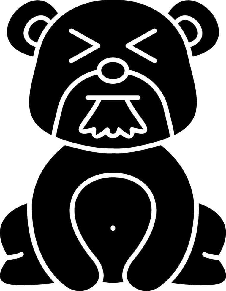 Vomiting Bear Expression Solid Clipart vector