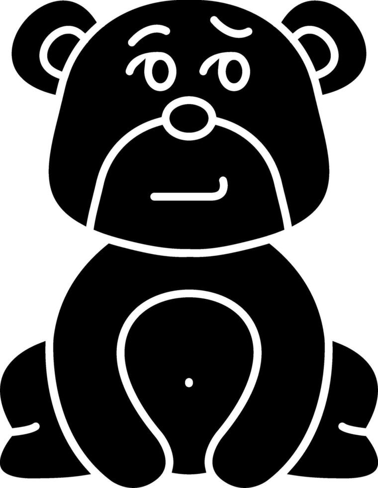 Smirk Face Bear Solid Icon vector