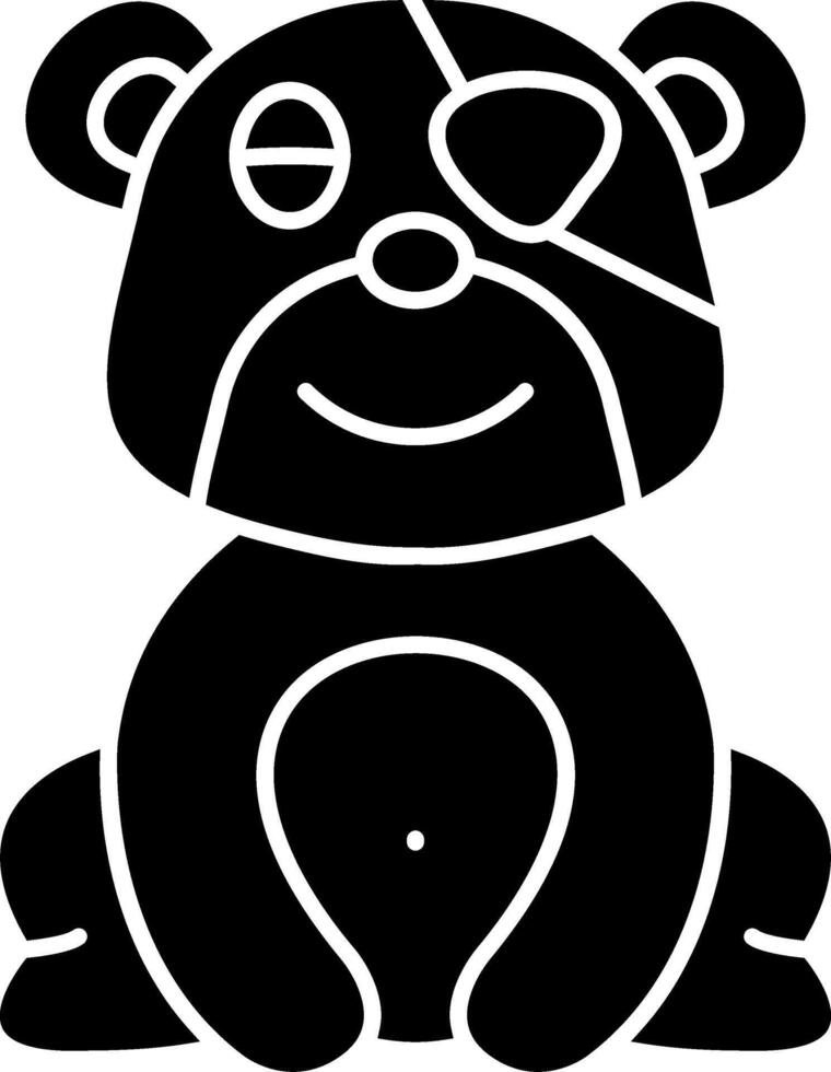 Pirate Bear Face Solid Illustration vector