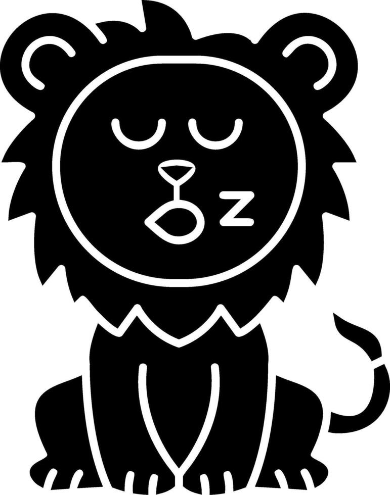 Lion Sleeping Lion Solid Drawing vector