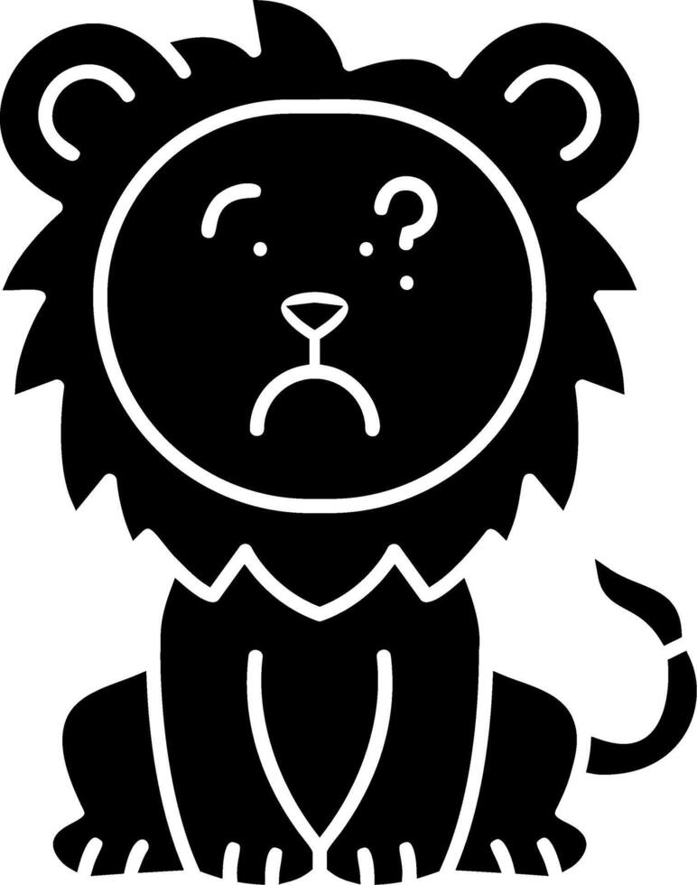 Lion Thinking Deeply Solid Face vector
