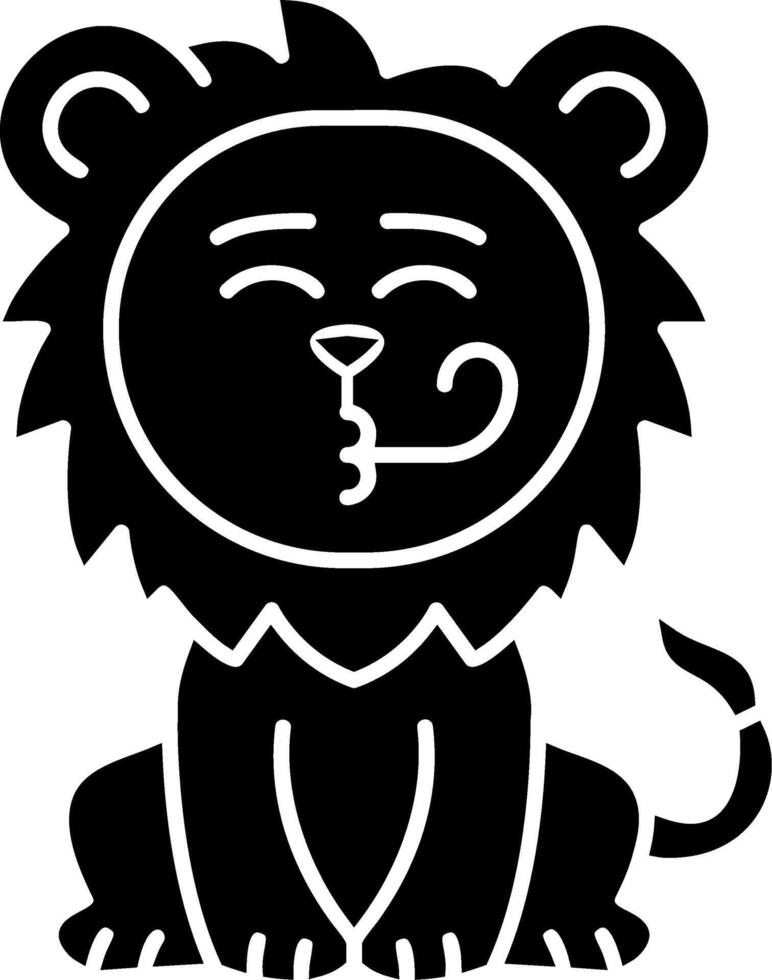 Lion Party Mode Solid Cartoon vector