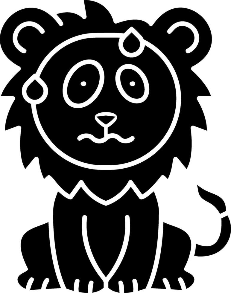 Lion Nervous Look Solid Icon vector