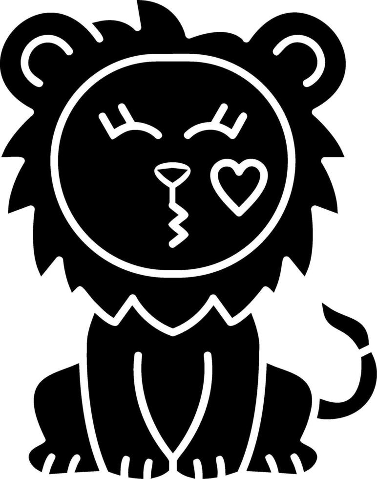 Lion Blowing Kiss Solid Design vector