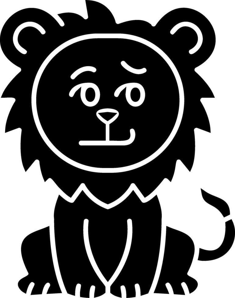 Lion Smirk Face Solid Artwork vector