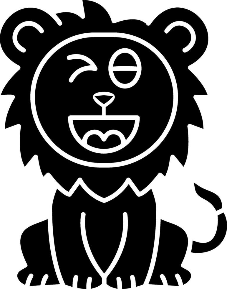 Lion Naughty Smile Solid Drawing vector