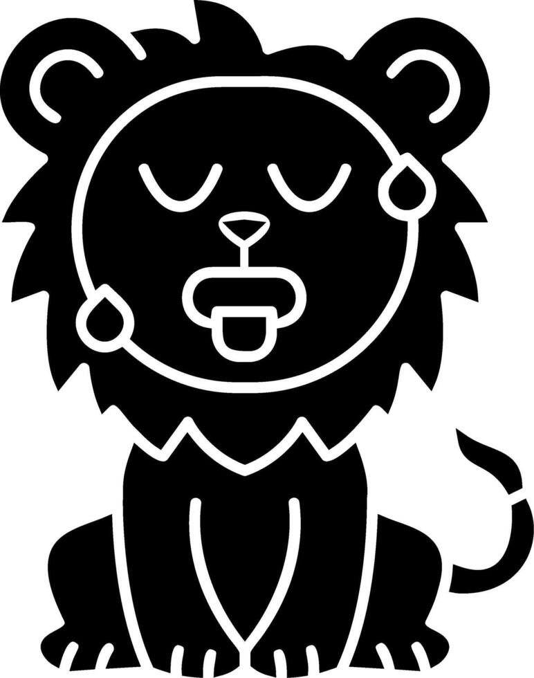 Lion Feeling Hot Solid Cartoon vector