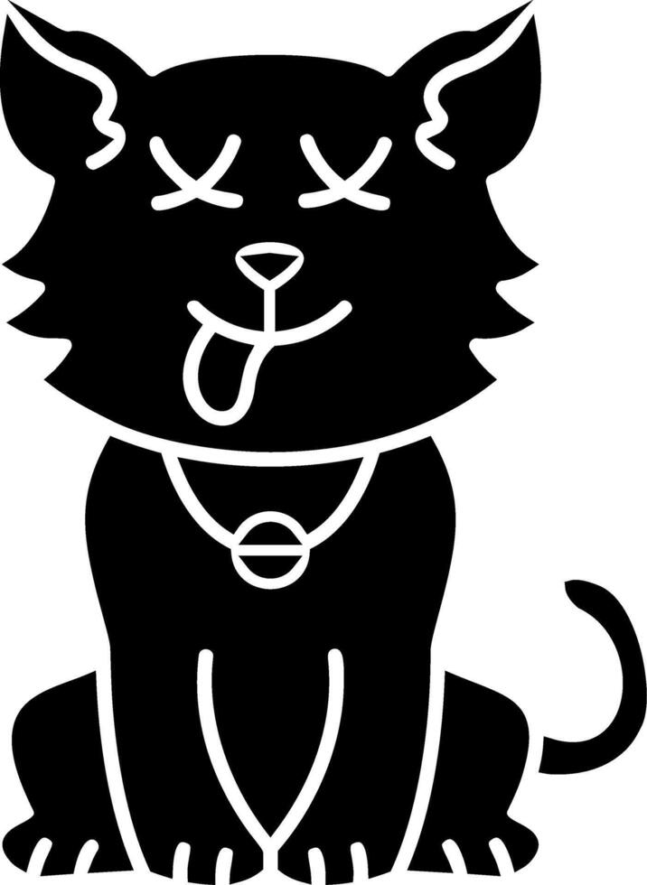 Dead Cat Emoji Solid Style vector