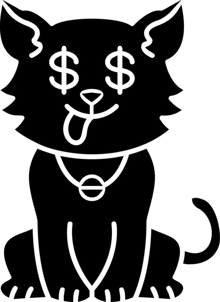 Greedy Cat Face Solid Design vector
