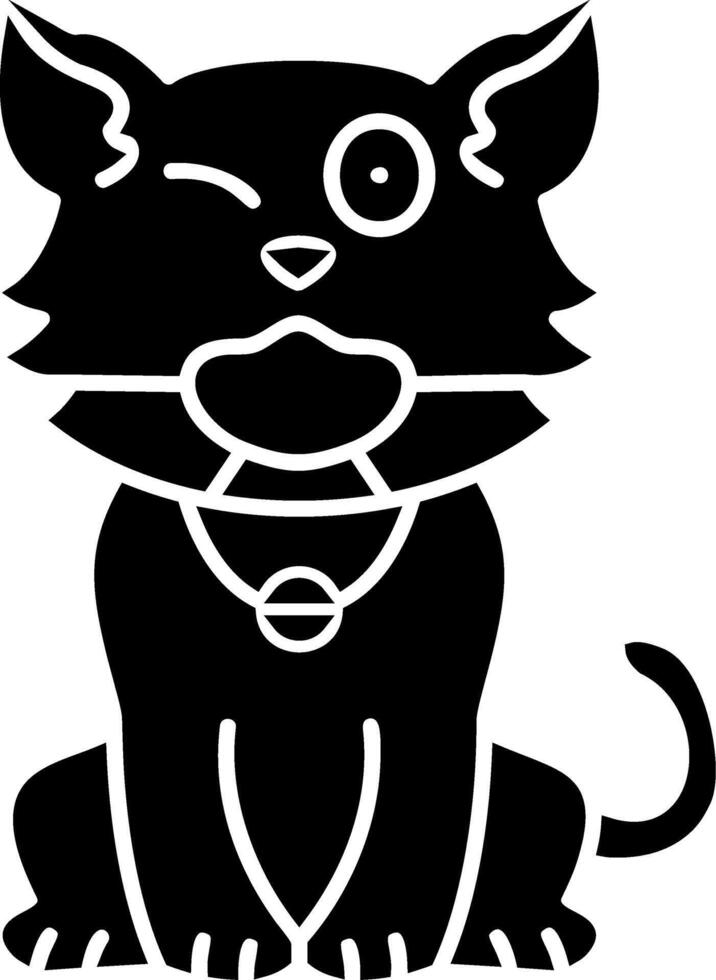Masked Cat Face Solid vector