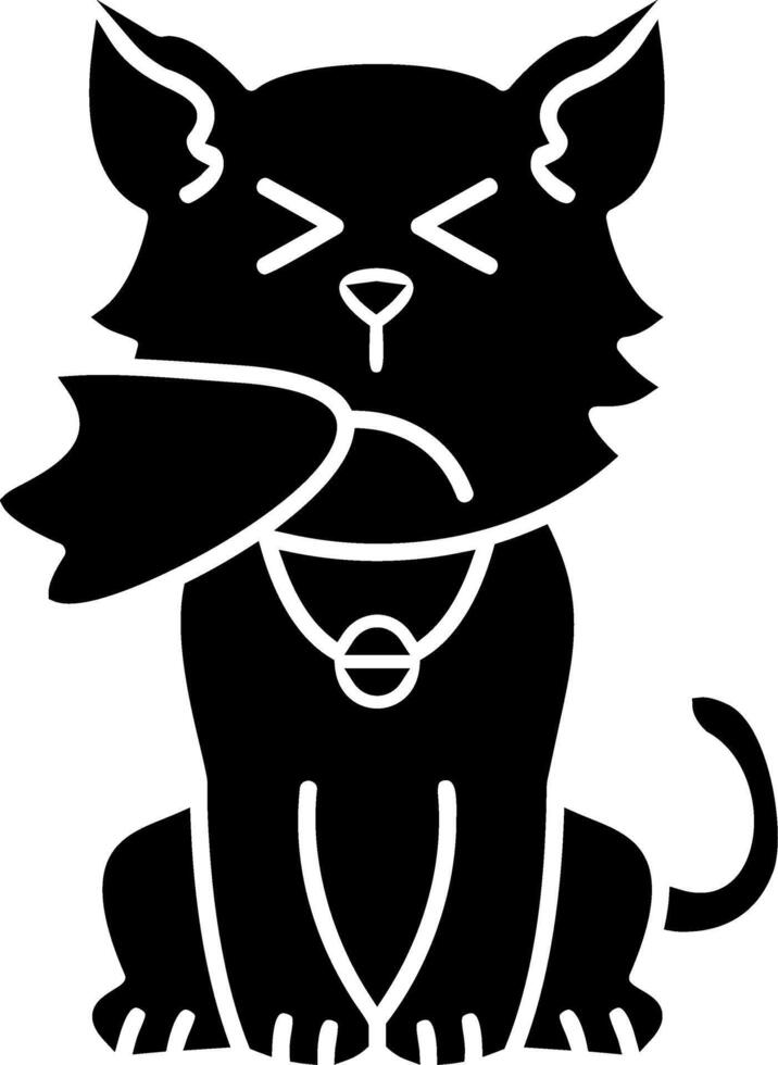 Sneezing Cat Head Solid vector
