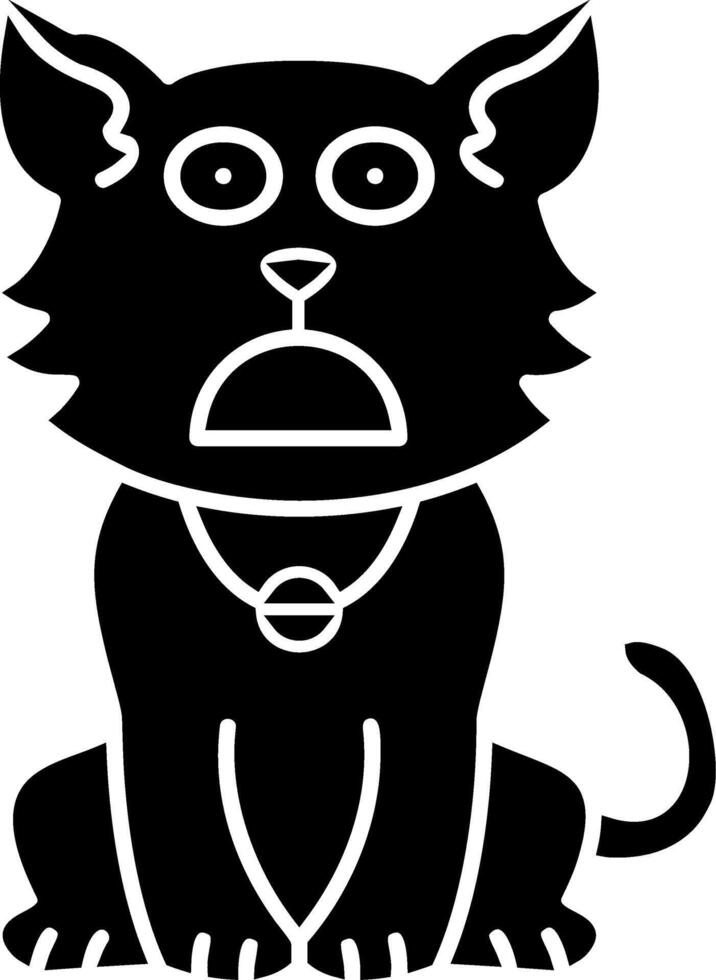 Anguished Cat Expression Solid Style vector